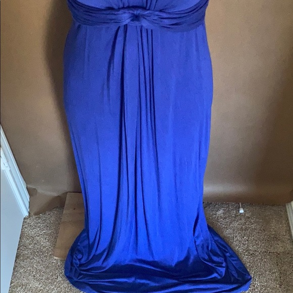 Empire Waist Short Sleeve Blue Maxi Dress - Picture 2 of 2